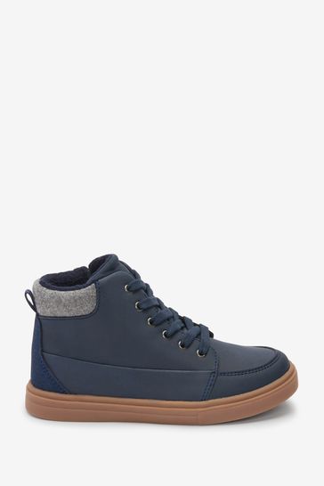 Blue canvas lace up boots shop