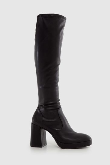 Buy Schuh Della Black Stretch Patform Knee Boots from Next Luxembourg