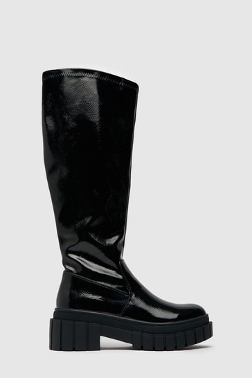 Black patent new arrivals knee boots