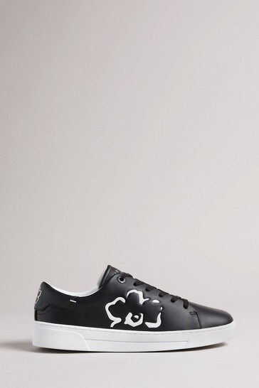 Ted Baker Black Magnolia Flower Placement Cupsole Trainers