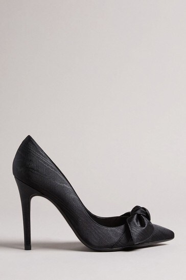 Ted Baker Black Moire Satin Bow 100Mm Court Shoes
