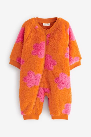 Orange/Pink Floral Baby Fleece Sleepsuit