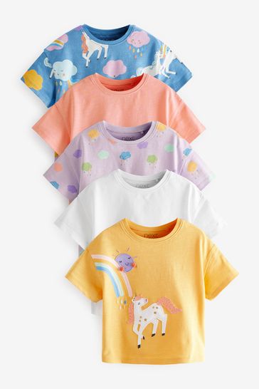 Blue/Yellow Unicorn 5 Pack T-Shirts (3mths-7yrs)