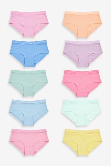 Pink/Yellow/Blue 10 Pack Hipster Briefs (1.5-16yrs)