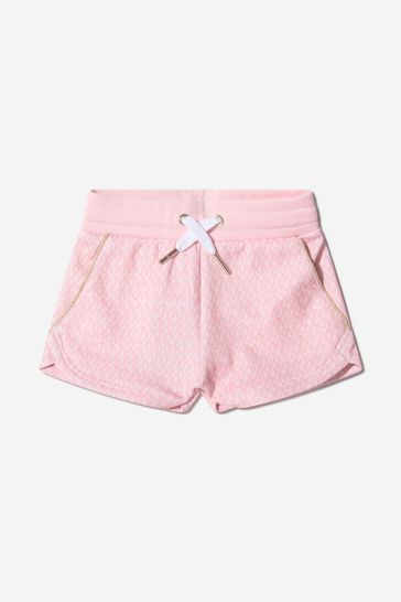 Girls Logo Print Jogging Shorts in Pink