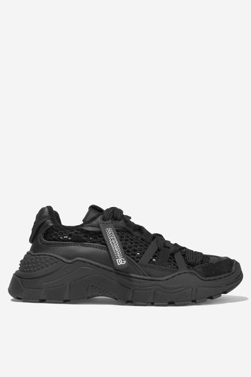 D&G Unisex Mesh And Leather Lace Up Black Trainers