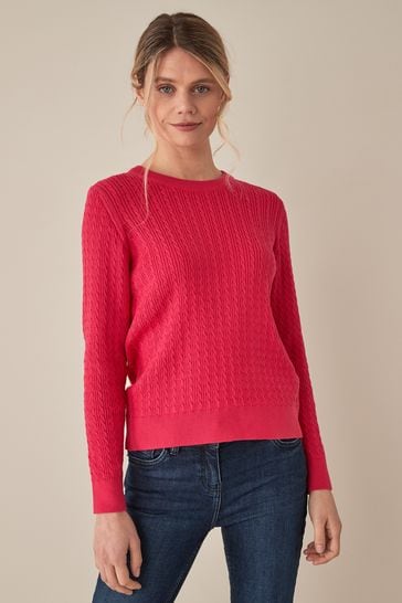 GANT Womens Pink Organic Cable Jumper