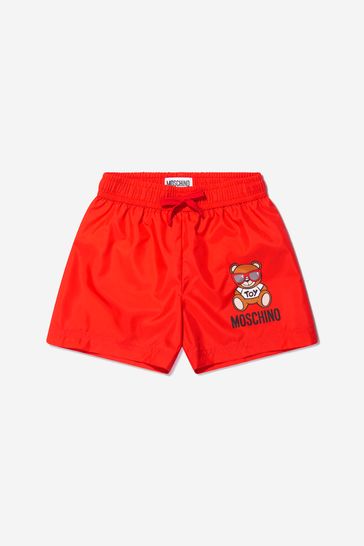 Boys Teddy Toy Logo Swim Shorts in Orange