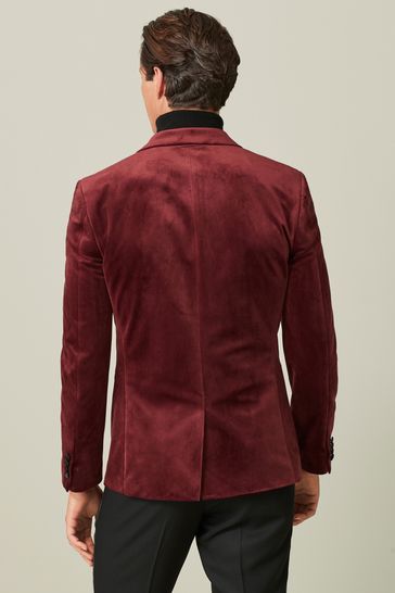 Buy Burgundy Red Slim Velvet Blazer from Next Luxembourg