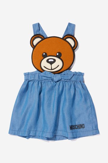 Baby Girls Lyocell Teddy Bear Pinafore Skirt in Blue
