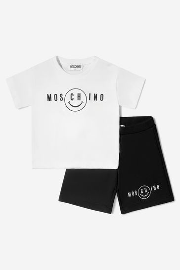Baby Boys Cotton Logo T-Shirt And Shorts Set in White