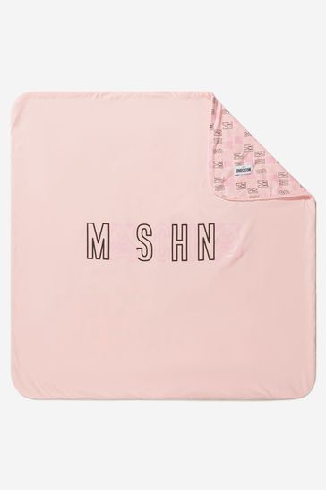 Baby Girls Cotton Logo Blanket in Pink
