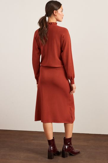Buy Rust Brown Pie Collar Knitted Jumper Dress from Next Luxembourg