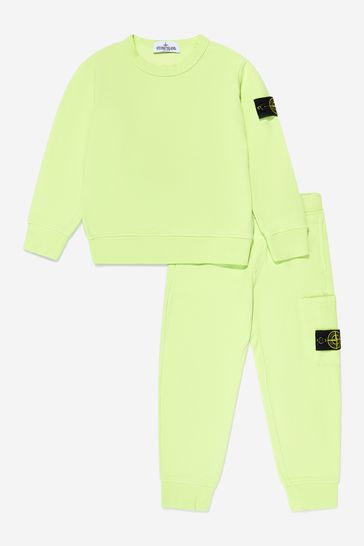 Boys Cotton Branded Tracksuit in Green