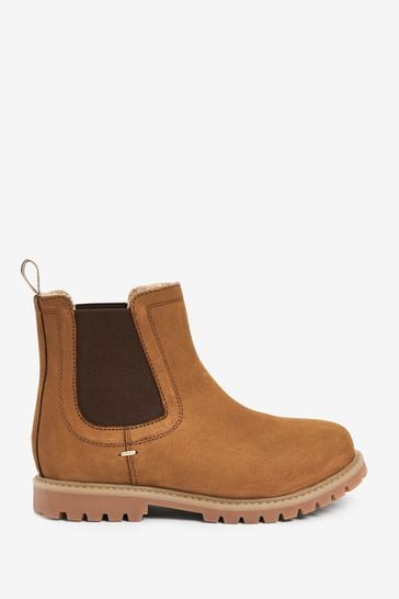Tan Brown Standard Fit (F) Thinsulate™ Warm Lined Leather Chelsea Boots