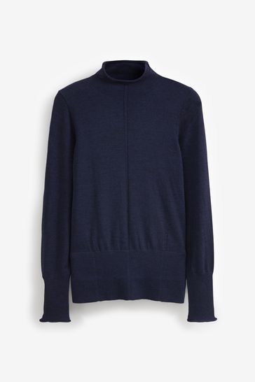 Blue roll neck jumper sales
