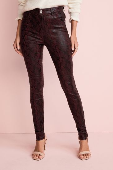 Buy Berry Red Snake Print Next Coated Skinny Jeans from Next Belgium