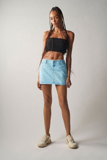 High waisted denim skirt with braces online