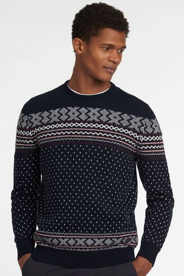 Buy Barbour Blue Essential Fairisle Pattern Crew Wool Jumper from Next Poland