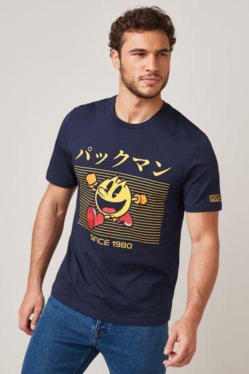 Pac-Man Navy Blue Regular Fit License T-Shirt