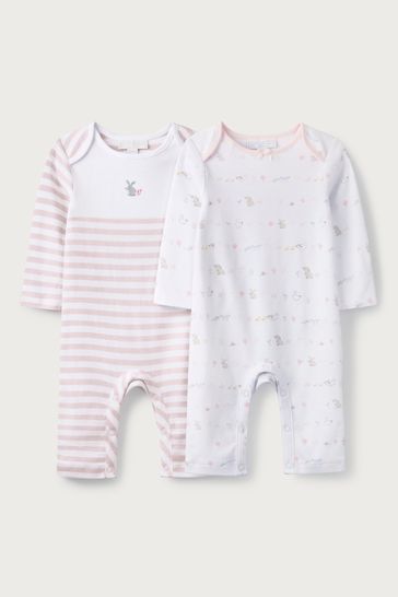 The White Company Girls White Sleepsuits 2 Pack