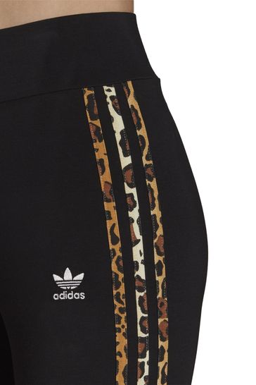 Buy adidas Originals Black Leopard Print 3-Stiripe Leggings from