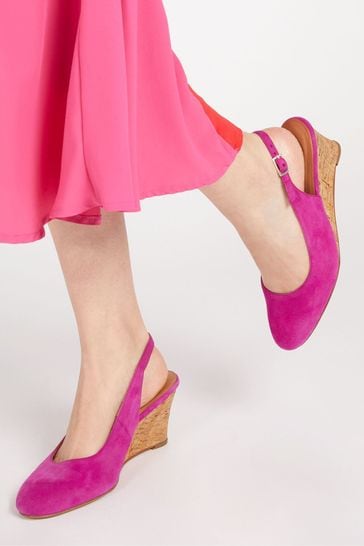 Jones Bootmaker Pink Zahra Leather Wedges