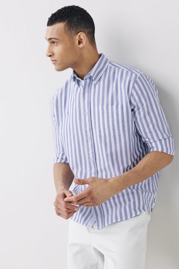 Blue/White Archive Oversized Fit Long Sleeve Oxford Shirt