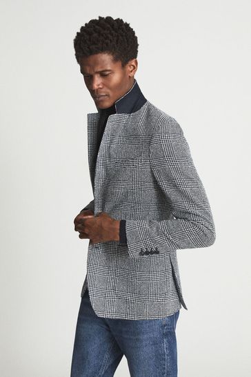 Reiss Blue Glare Puppytooth Check Blazer