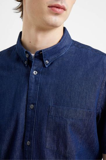 French Connection Denim Short Sleeve Navy Shirt