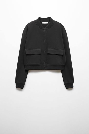 Black cotton bomber top