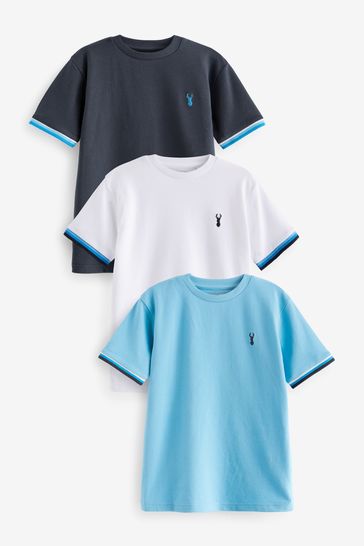 Blue/Black Tipped Short Sleeve T-Shirts 3 Pack (3-16yrs)