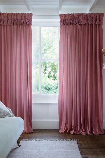 Pink ruffle shop curtains