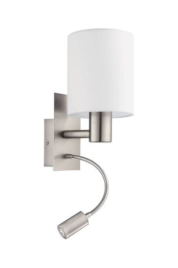 Eglo White Pasteri Fabric Wall Lamp With Reading Light