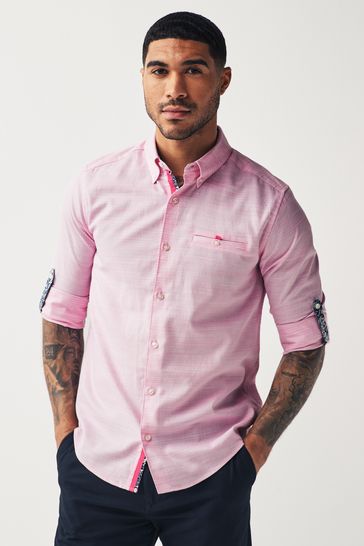 Pink Textured Long Sleeve Shirt