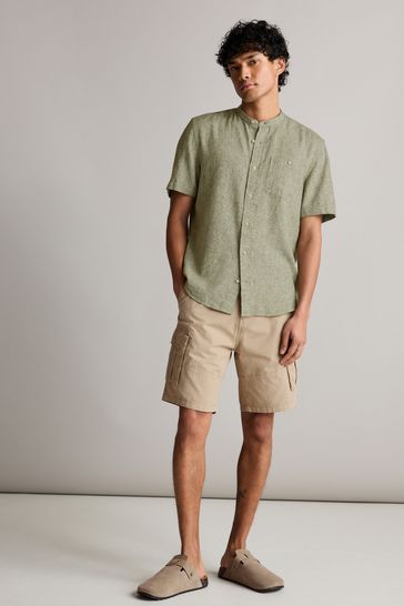 Green grandad collar hot sale shirt