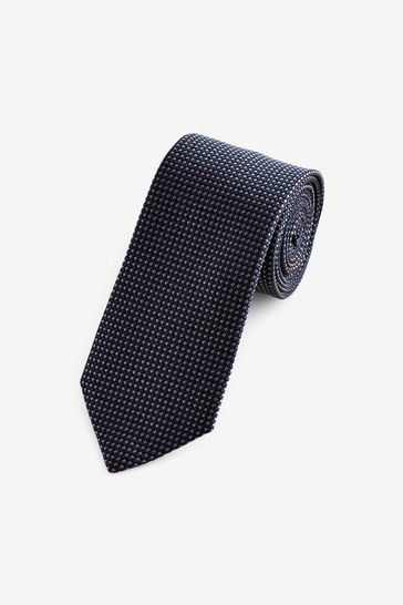 Navy Blue Textured Signature Made In Italy Tie