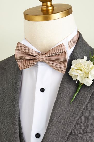 Neutral Brown Textured Silk Bow Tie