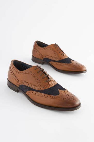 Tan and blue 2025 suede brogues