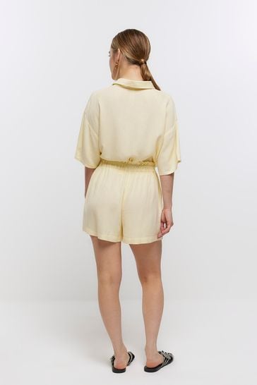 Buy River Island Petite Yellow Linen City Shorts from Next Ireland