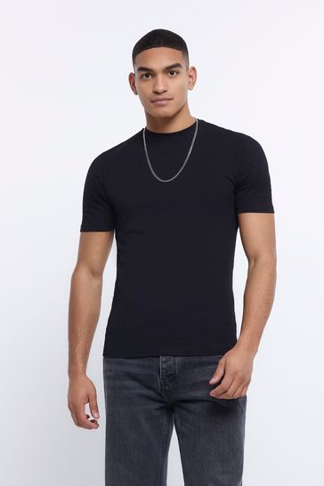 River Island Black Muscle Fit T-Shirt