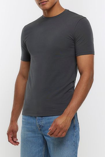 River Island Grey Muscle Fit T-Shirt