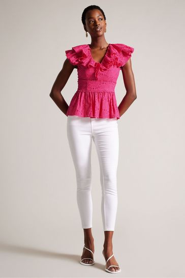 Buy Ted Baker Pink Mazieh Broderie Top from Next Luxembourg