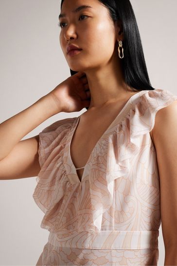 Buy Ted Baker Sheriil Nude Ruffle Detail Maxi Dress from Next USA