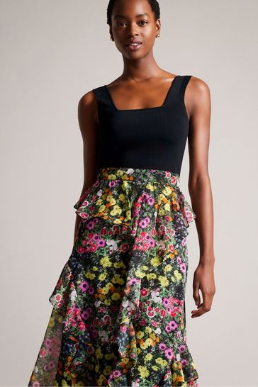 Ted baker black ruffle hot sale dress