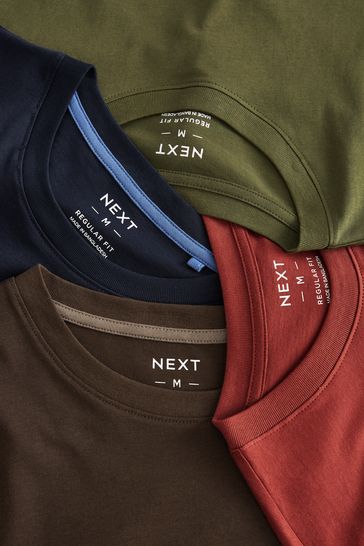 Navy Brown Rust Green T Shirt 4 Pack