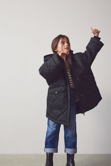 Buy Black Shower Resistant Oversized Quilted Coat (3-16yrs) from Next  Lithuania