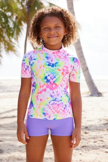 Buy Purple Heart Tie Dye Rash Vest and Shorts Set 3 16yrs from Next Netherlands