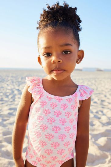 Pink Floral Frill Swimsuit (3mths-7yrs)