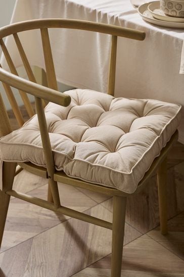 Natural Linen-Look Padded Cotton Seat Pad